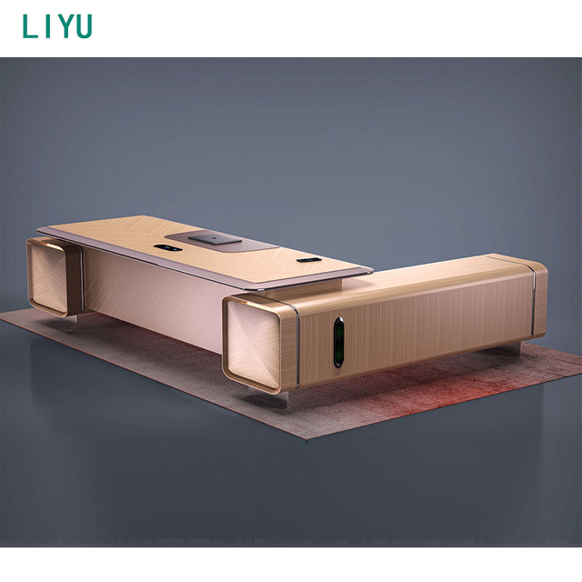 Liyu High Quality Modern Luxury Office Furniture Executive MDF L Shape Desk Manager CEO Desk Solutions Table Set Office Desk
