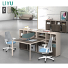 Liyu Simple Modern Office Desk 6 Workstations Reception Adjustable L Shape Booth for 4 Table Employee Office Partition