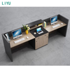 Liyu Wood Furniture Modern Design Work Desk Custom Luxury Reception Desk Office Furniture Splicing Contemporary Panel 1 Set