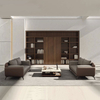 Liyu Modern Wood Grain Leather Couch Office CEO Room Furniture Office Reception PU Leather Sofa