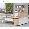 Liyu Cheap High-end Luxury Office Furniture White L-shaped Expandable with Drawers CEO Management Office Executive Desk