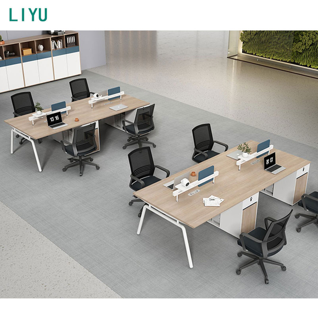 Liyu Melamine Office Table Computer Desk Wooden Furniture Free Combined Workstation Staff Desk