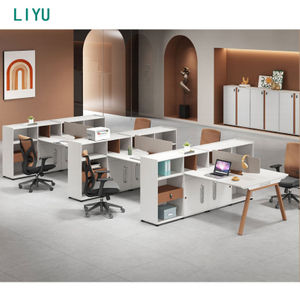 LIYU Hot Sales Office Desk Furniture Modern Office Table 4 Persons Partition Office Workstation