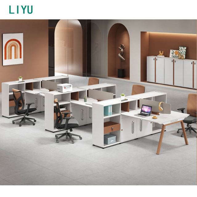 LIYU Hot Sales Office Desk Furniture Modern Office Table 4 Persons Partition Office Workstation