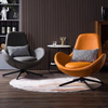 Contemporary Office Sofa Chair with Natural Wood and Curved Backrest