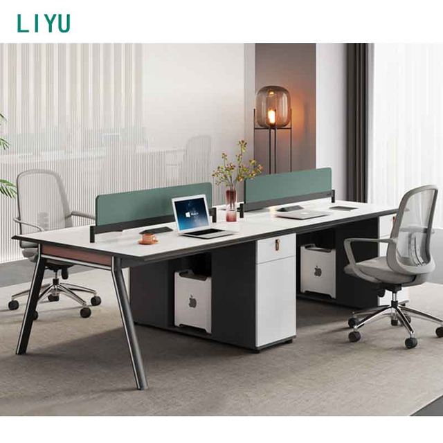 Liyu Open Space Furniture Modern Office Cubicles Work Station Desk Office Furniture 2 Person Staff Desk Wooden Workstation
