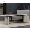 Liyu High Quality Designer Office Furniture Luxury Mdf Office Desk Boss CEO Executive Office Table With Veneer And PU Leather