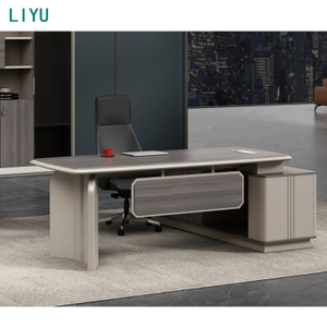 Liyu High Quality Designer Office Furniture Luxury Mdf Office Desk Boss CEO Executive Office Table With Veneer And PU Leather
