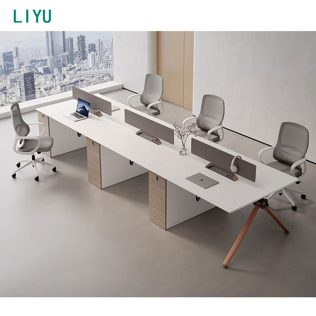 Liyu Modular 2 4 6 Office Desks Modern L Shape Workstation Office Cubicles Work Station Office Furniture Partition