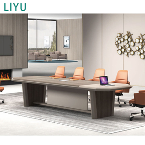 Liyu 2025 Hot Selling Elegant and Spacious Rectangular Strip Design Modern Training Conference Table Set With Office Desk Chairs