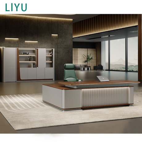 Liyu Luxury Office Furniture Bureau De Table Executive CEO Office Desk Curved Office Desks