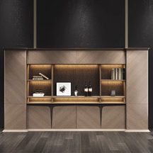 Modern File Cabinet with LED Light and Tempered Glass