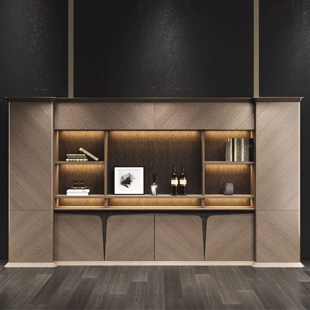 Modern File Cabinet with LED Light and Tempered Glass