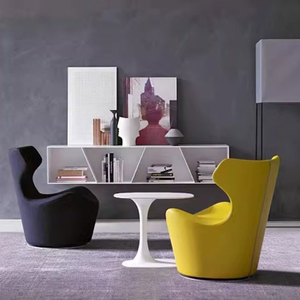 Modern Office Sofa Chair with Leather Veneer and Solid Wood Legs