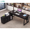 Liyu Modern L-Shaped Executive Office Furniture Commercial Wood Boss Desk Foldable MDF Steel Computer Desk Home School Boss Desk