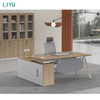 Liyu Luxury Melamine L Shape Desk And Chair File Cabinet Boss Executive Manager CEO Office Desk Boss Office Table