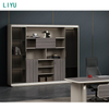 Liyu High Quality Designer Office Furniture Luxury Mdf Office Desk Boss CEO Executive Office Table With Veneer And PU Leather