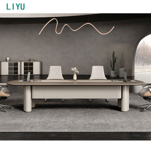 Liyu Furniture Table De Bureau Customized Length Width Multi Person Practical Minimalist White Conference Table