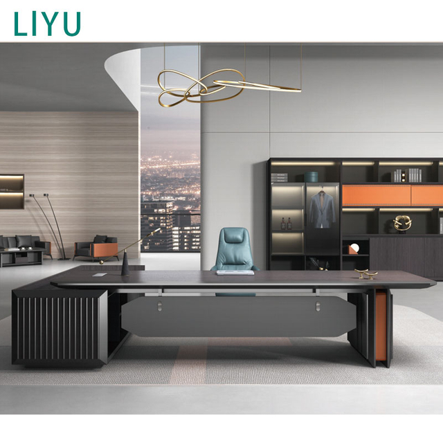Liyu Modular Custom Luxury Work Table Furniture Wood Frame L Shape Strong Executive Boss Office Desk