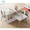 Liyu Open Office Furniture Workstation Double Desk Table Partition With Side Cabinets