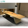 Liyu Modern Style Wooden Office Furniture Meeting Desk and Conference Table with 8 Chairs Panel Wood Style