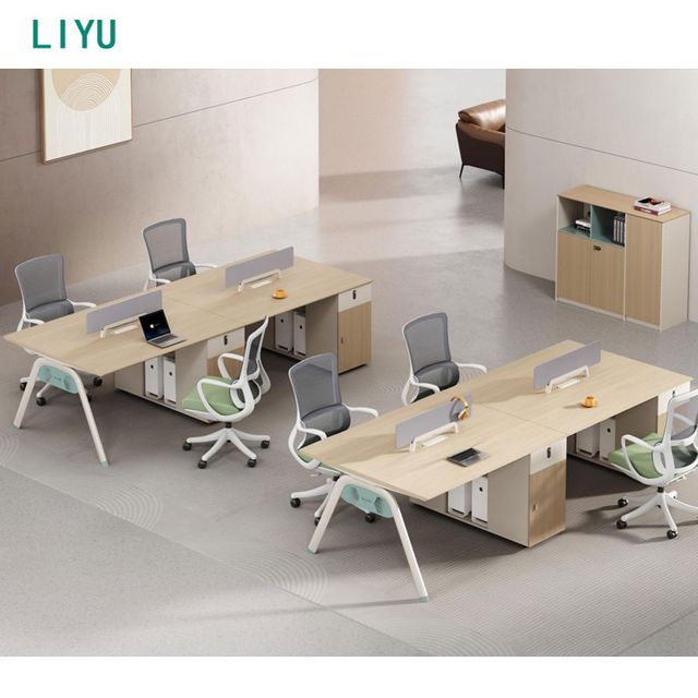 LIYU Melamine Furniture Desk Manufacturing Workstation Linear L Shape Seat Double Office Cubicle