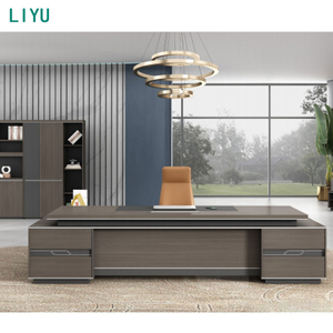 Liyu Modern Office Furniture Large L-Shaped Boss Desk Executive CEO Wooden Table Convertible & Extendable Features