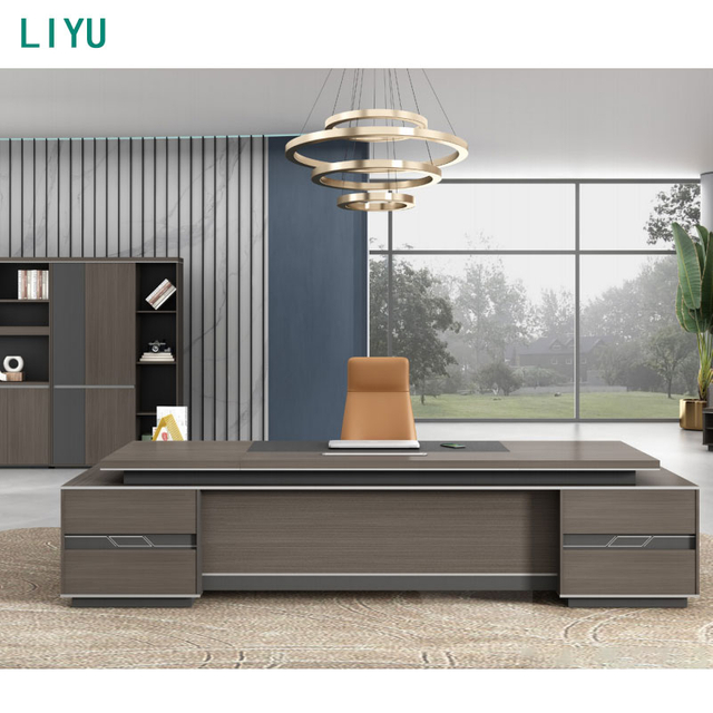 Liyu Modern Office Furniture Large L-Shaped Boss Desk Executive CEO Wooden Table Convertible & Extendable Features