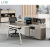 Liyu Modern 4-Person Cubicle Office Computer Desk Modular Wooden Partition Workstation with Iron for Home Use