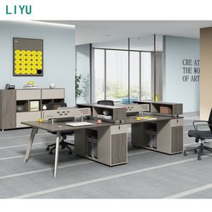 Liyu Modern Open Space Coworking Modular Office Table Work Station Desk Furniture 4 Seater Person Staff Office Workstation