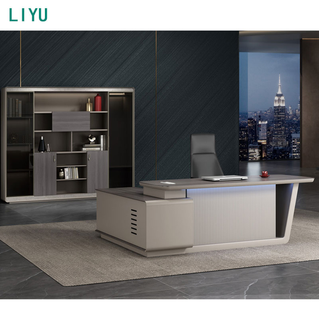 Liyu Commercial Furniture Fashion Luxury Manager Boss Ceo Business L Shape Business Executive Office Desk Table