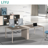 Liyu Hot Sale Durable Modern Office Furniture 6-10 Person Brown Wooden Top I-Shaped Leg Conference Desk Designer Meeting Tables