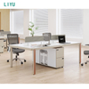 Liyu Open Office Furniture Workstation Double Desk Table Partition With Side Cabinets