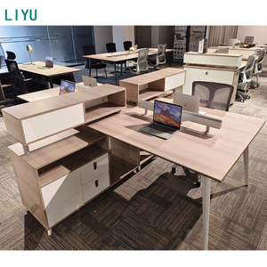 Liyu Modern Classic Design Two-Seater Modular Office Workstation Wooden Material Cubicle Desk Furniture Partition for School Use