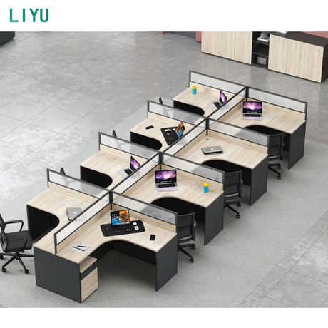 Liyu Factory Supplier Offical Table Officer Desk L Shape Wood Partition Modular Cubicle Office Furniture