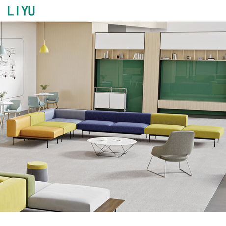 Liyu Modern Black Leather Executive Office Sofa Set 1+2+3 Modular Sectional for Home School Durable PU Material Traditional Design