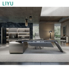 Liyu Modern L-Shape Executive Office Desk for Boss Or CEO Wood Panel Style Stylish Furniture for Executive Workspace