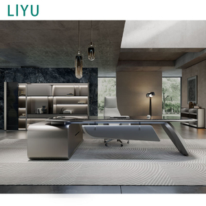Liyu Modern L-Shape Executive Office Desk for Boss Or CEO Wood Panel Style Stylish Furniture for Executive Workspace