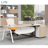 Liyu Cheap High-end Luxury Office Furniture White L-shaped Expandable with Drawers CEO Management Office Executive Desk