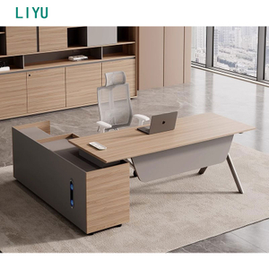 Liyu Furniture Modern Luxury Executive Modular Durable MDF L-Shaped Table Chair Set Easy Assembly for Home Commercial Office