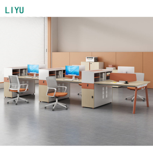 Liyu Modular Office Furniture Cubical Workstation Desk for 2 4 6 Persons for Hotel Workshop Use Made Table partition From MDF