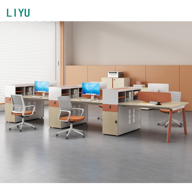 Liyu Modular Office Furniture Cubical Workstation Desk for 2 4 6 Persons for Hotel Workshop Use Made Table partition From MDF