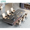 Liyu Modern Wood Large Conference Long Table Meeting Conference Desk 12 People Meeting Table