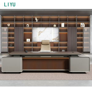 Liyu Modern Minimalist Boss Desk Chair Combination High-End Office Furniture With Extendable Feature Wood Panel Table Hot Sale