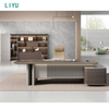 Liyu Boss President High-End Modern Simple Desk Chair Combination Furniture Atmospheric Panel President Office Table Wooden