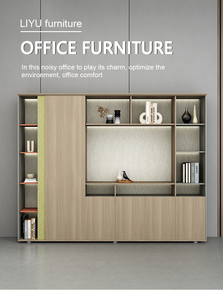 Modern wooden office storage cabinet with scratch-resistant finish