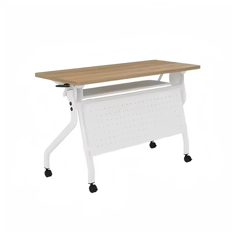 Modern white office table in a commercial workspace