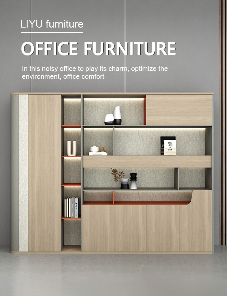 Modern wooden storage cabinet with minimalist design for commercial office filing