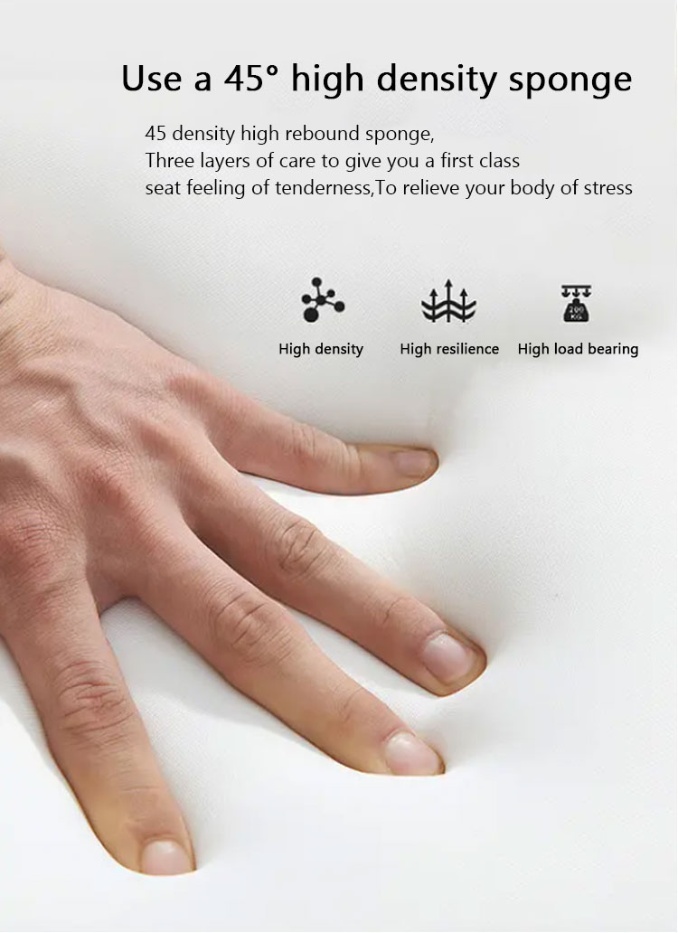 Detailed view of the fixed armrests and high-density rebound sponge cushion