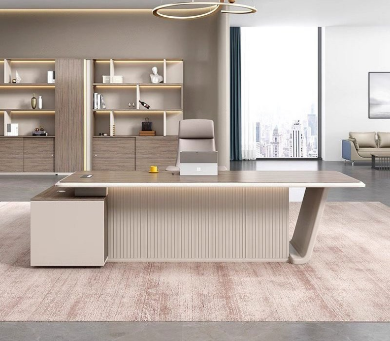 L-shaped executive desk with side